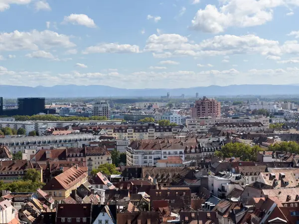 Strasbourg Center Timbered Alsatian Houses Tall Buildings Frame View Vosges — Stock Photo, Image