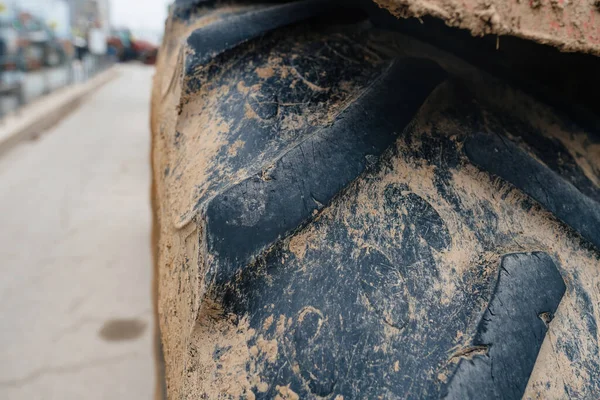Strasbourg France Feb 2024 Tractor Tire Obscured Mud Serves Blockade — Stock Photo, Image