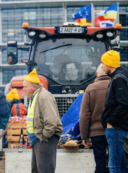 Strasbourg France Feb 2024 Senior Protester Takes Lead Tractors Block — Stock Photo, Image