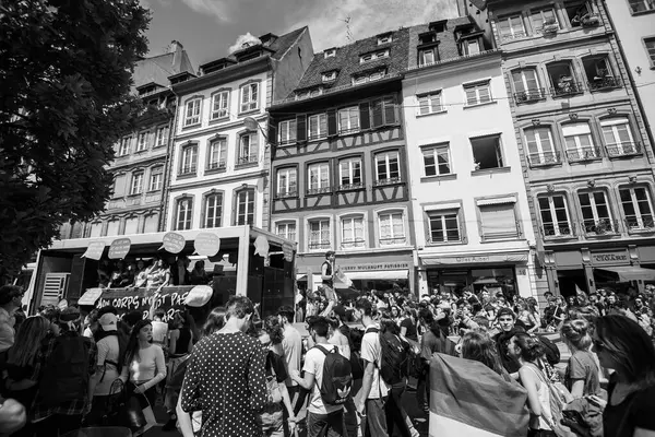 Strasbourg Frankrike Jun 2019 Svartvit Bild Fångar Festigays Pride Hbtq — Stockfoto
