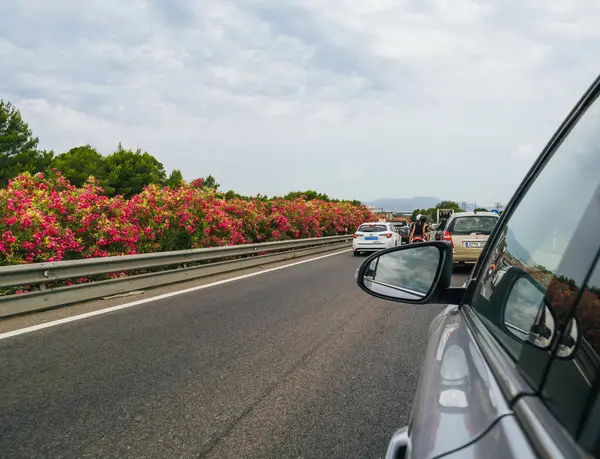 Strasburg Francja Czerwca 2023 Widok Samochodu Autostradzie Majorki Otoczony Żywymi Obrazy Stockowe bez tantiem