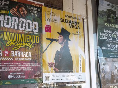 Inca, Spain - Jul 9, 2024: Multiple concerts scheduled for the summer in Palma de Mallorca featuring various bands, with Suzane Bbe headlining the event in Inca, creating an exciting and vibrant music clipart