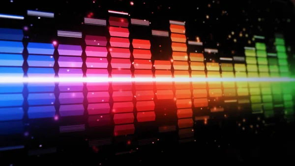 Sound equalizer. Wave pattern of music sounds element on monitor screen. Digital equalizer. Modern song equalisers dark background. Colorful waveform of musical soundtrack. Music equalizers display.