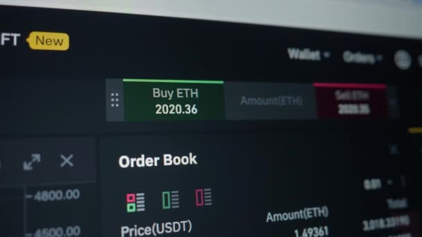 Ekran Dijital Kripto Para Birimi Borsasında Bitcoin Ticaret Şeması Görüntülendi — Stok video