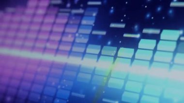 Ses Dengeleyici. Dijital müzik ya da ses dalgası görüntüleri. Siyah döngü animasyonunda ses dalgası eşitleyici ölçek. renk müzik dengeleyicisi soyut. Gradyan tayf çubuğu grafiği. Dalga Parıldayan Nabız Dansı