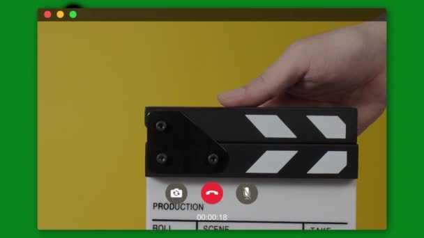 Filme Ardósia Filme Clapperboard Bater Frente Gravação Câmera Cinema Feche — Vídeo de Stock