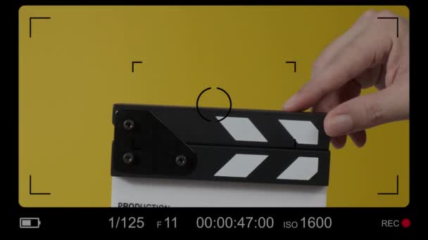 Film Skiffer Eller Movie Clapperboard Slå Framför Bio Kamera Inspelning — Stockvideo