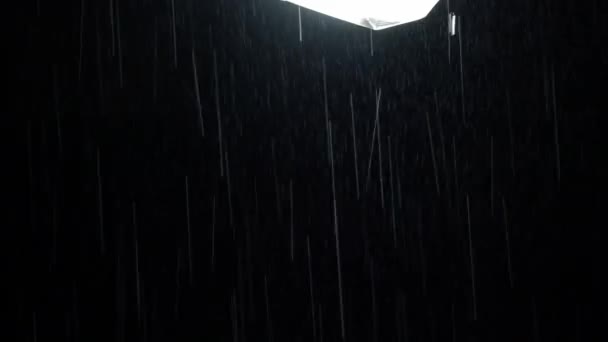 Éjjel Nappal Esik Felvétel Eső Cseppek Esik Esős Évszakban Éjszaka — Stock videók
