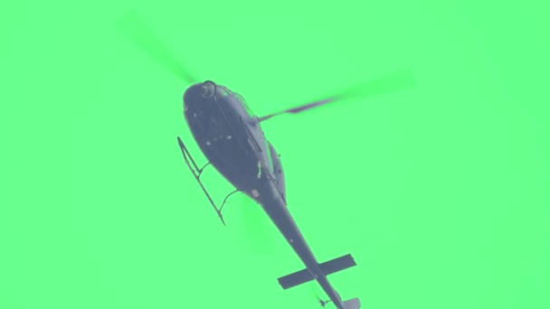 Helikopter Vliegen Groen Scherm Lage Hoek Camera Realistische Helikopter Vliegende — Stockvideo