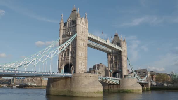 Tower Bridge Och Thames River Förenade Kungarikets Statiska Kameramaterial Brittiska — Stockvideo