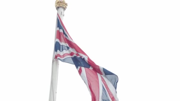 Real Union Jack Zászló Egyesült Királyság Zászlórúd Lengett Szélben Egyesült — Stock videók