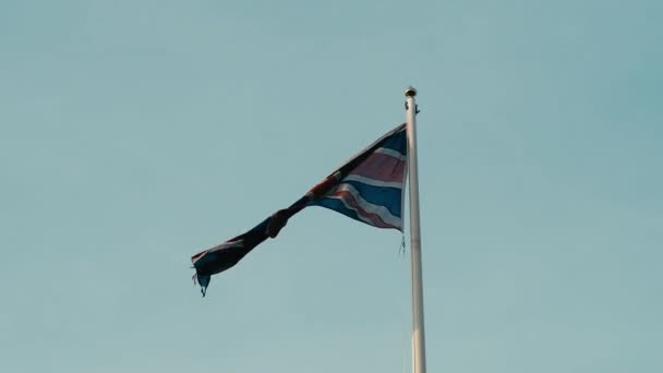 Bandera Real Union Jack Del Reino Unido Asta Bandera Ondeando — Vídeos de Stock