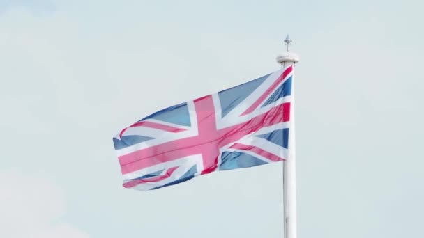 Real Union Jack Drapeau Royaume Uni Sur Mât Flottant Dans — Video