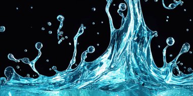 Hyaluron ve Collagen Serum su jeli siyah arka planda. Hyaluron jeli sıçraması. Sıvı hyaluronik asit sıçraması ya da siyah üzerine kozmetik losyon jeli dokusu. Cilt bakımı ürünü. Bilim ve teknoloji