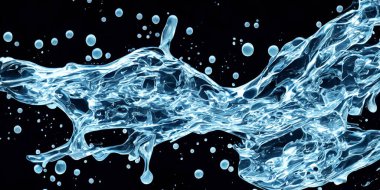 Hyaluron ve Collagen Serum su jeli siyah arka planda. Hyaluron jeli sıçraması. Sıvı hyaluronik asit sıçraması ya da siyah üzerine kozmetik losyon jeli dokusu. Cilt bakımı ürünü. Bilim ve teknoloji