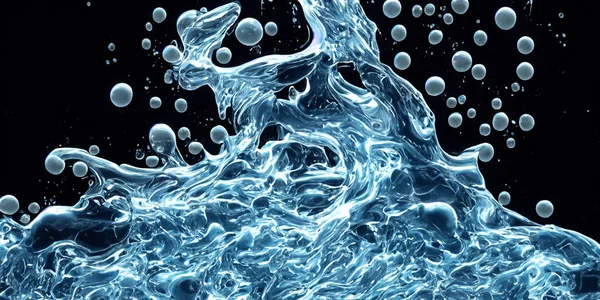 Hyaluron Collagen Serum Water Gel Чорному Тлі Розбиття Гелю Гіалурон — стокове фото