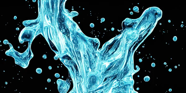 Hyaluron Collageen Serum Water Gel Tegen Zwarte Achtergrond Splash Van — Stockfoto