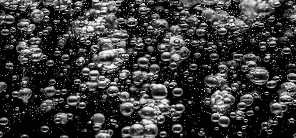 Soda Water Bubbles Splashing Underwater Black Background Cola Liquid Texture — Stock Photo, Image
