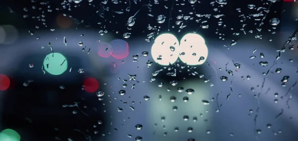 Guidare Sotto Pioggia Pioggia Sul Parabrezza Dell Auto Sul Finestrino — Foto Stock