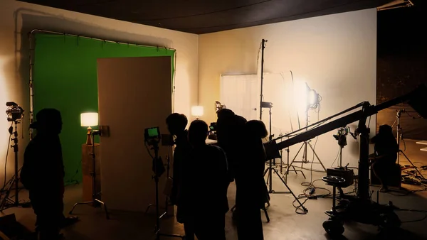 Silhouette Images Making Scenes Video Production Which Produced Film Studio — Stock Photo, Image