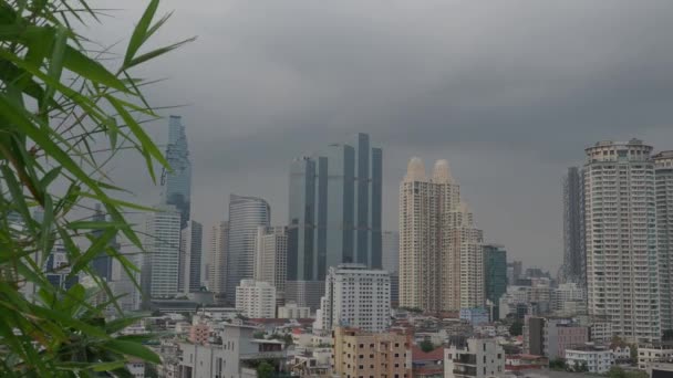 Point View Bangkok Cityscape Sathorn Silom Area Evening Which Crowded — Stock Video