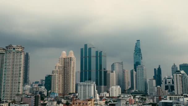 Utsikt Över Bangkok Stadsbilden Sathorn Och Silom Området Kvällen Som — Stockvideo