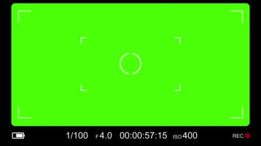 Kamera görüntüleme ve yeşil ekran arkaplan görüntüleri. Kamera çerçeveli dijital video kaydedici ekranı. Canlı kameralı cep telefonu kamerası Chroma anahtar arayüzü.