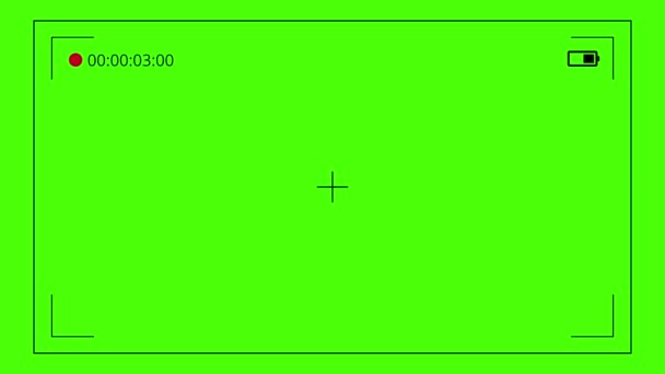 カメラビューファインダーの記録表示および緑のスクリーンの背景映像 写真カメラフレームオーバーレイ付きのビデオレコーダーデジタルディスプレイのスクリーン ライブカムCctv携帯電話カムクロマキーインターフェース — ストック動画