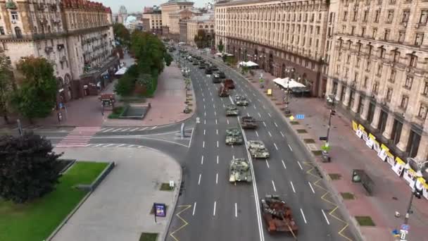 Ukraine Circa 2022 Amazing Shot Hundreds Wrecked Destroyed Russian Tanks — Stockvideo