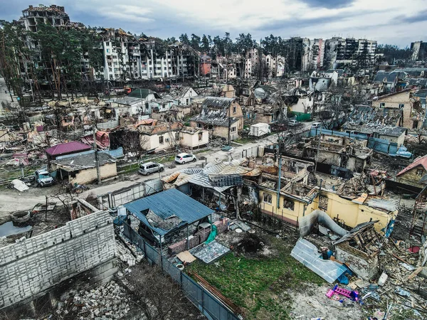 Bucha 우크라이나 러시아군은 2022 Kyiv Bucha 거주지를 파괴했다 우크라이나 사람들의 로열티 프리 스톡 이미지