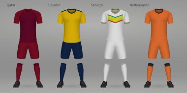 Set of football kits, shirt template for soccer jersey.
