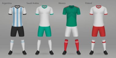 Set of football kits, shirt template for soccer jersey.