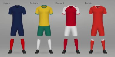 Set of football kits, shirt template for soccer jersey.