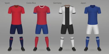 Set of football kits, shirt template for soccer jersey.