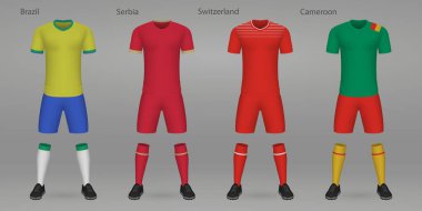 Set of football kits, shirt template for soccer jersey.