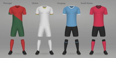 Set of football kits, shirt template for soccer jersey.