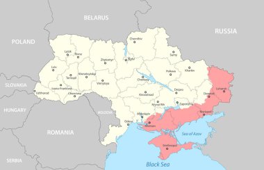 Political map of Ukraine with borders of the regions