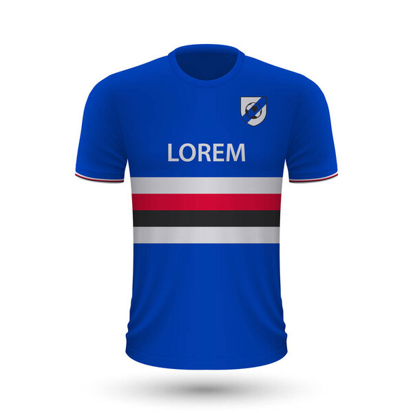 Realistic soccer shirt Sampdoria, jersey template for football kit 2022