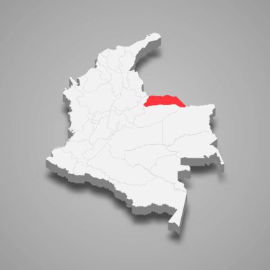 Arauca region location within Colombia 3d isometric map
