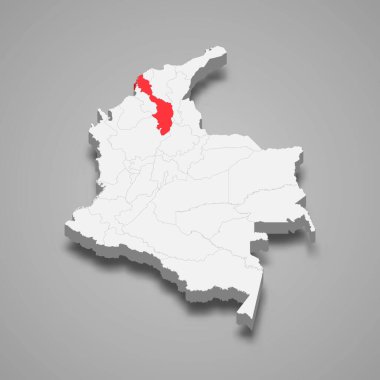 Bolivar region location within Colombia 3d isometric map