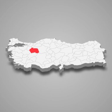 Eskisehir region location within Turkey 3d isometric map