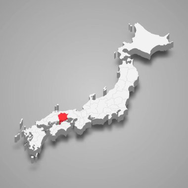 Okayama bölgesi Japonya içinde 3d izometrik harita