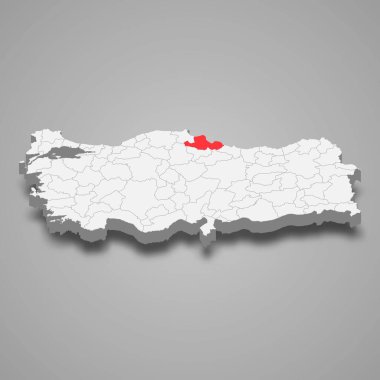 Türkiye 'de Samsun bölgesi konumu 3d izometrik harita