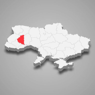 Ternopil Oblastı. Ukrayna 3d izometrik haritası içindeki bölge konumu