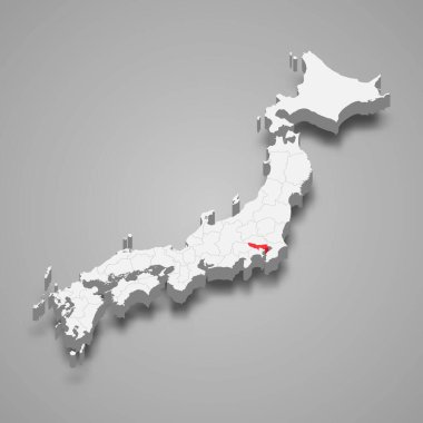 Japonya içinde Tokyo bölgesi konumu 3d izometrik harita