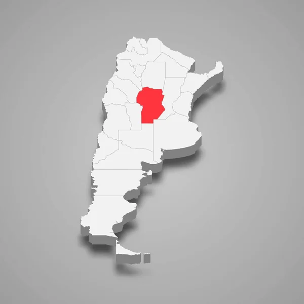 Cordoba Region Location Argentina Isometric Map — Vector de stock