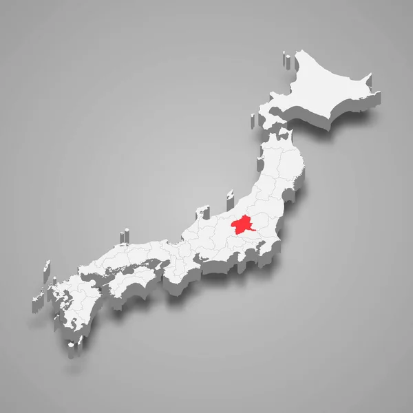 Gunma Ubicación Región Dentro Japón Mapa Isométrico — Vector de stock