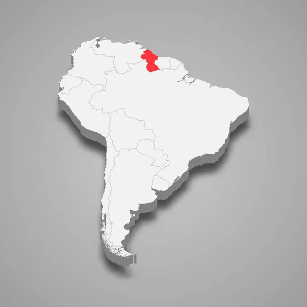 Poloha Guyany Jižní Americe Izometrická Mapa — Stockový vektor