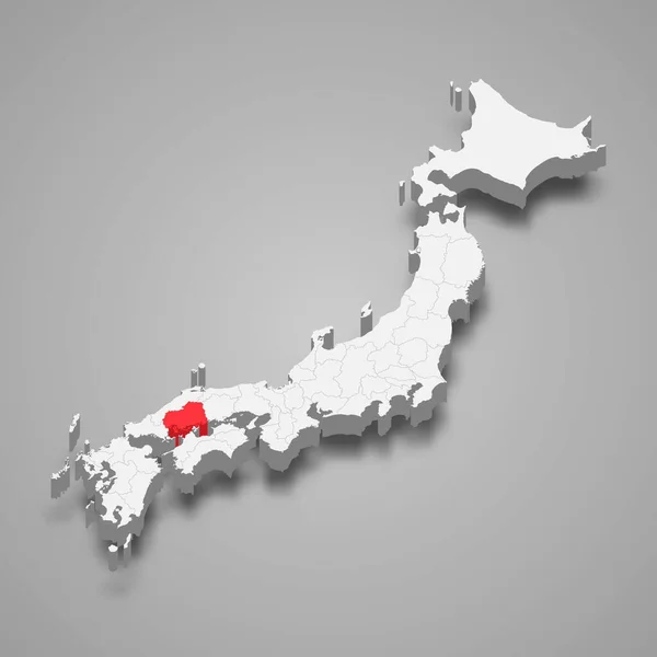 Ubicación Región Hiroshima Dentro Japón Mapa Isométrico — Vector de stock