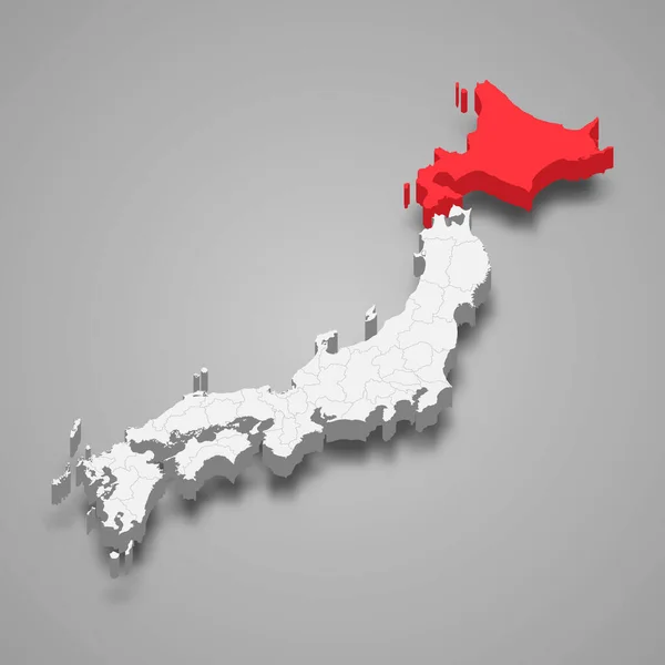 Poloha Regionu Hokkaido Japonsku Izometrická Mapa — Stockový vektor